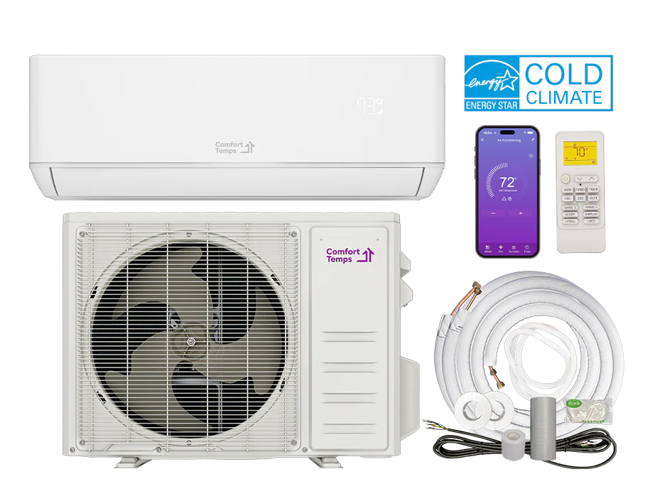 12000 BTU PRO Series mini split AC system - ≈ 24 SEER SEER2 ductless air conditioner heat pump for Texas homes