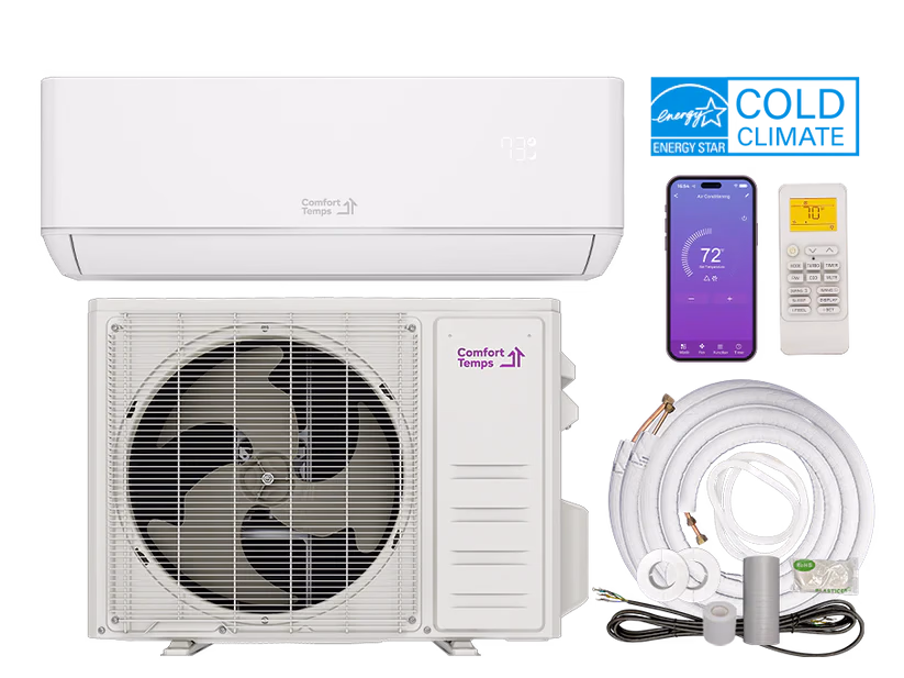 9000 BTU PRO Series mini split AC system - ≈ 23 SEER SEER2 ductless air conditioner heat pump for Texas homes