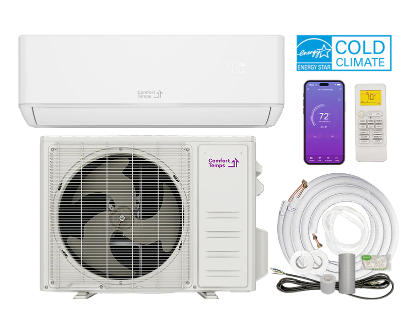 Comfort Temps Pro Series 24 SEER2 ductless mini-split heat pump - premium mini split AC and heat system, HVAC mini split systems for large Texas homes